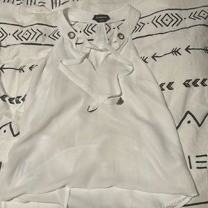BEBE white with silver hardware tank blouse racerback